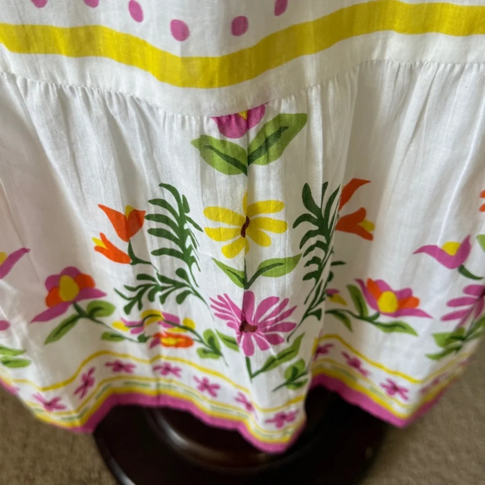 BANJANAN NWT Hannah Dress White Floral Print Long Maxi Flutter Sleeve Sz S - Picture 5 of 10